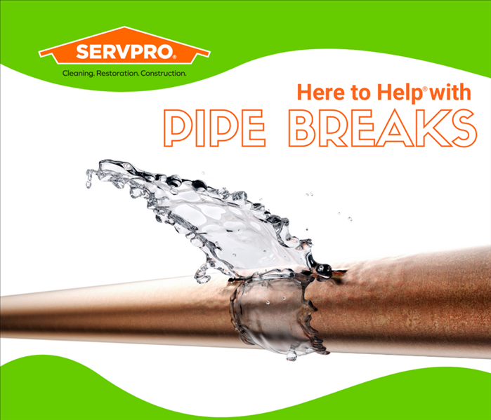 water comes out of broken pipe, Servpro Here to Help®