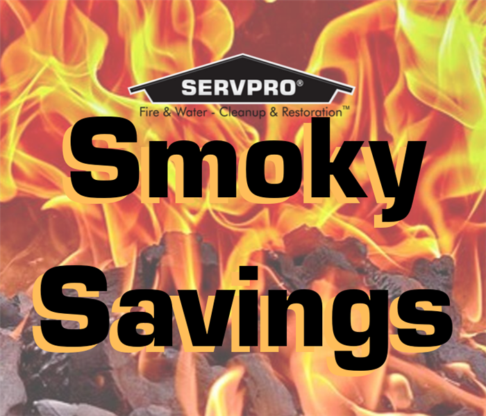 fire background with "smoky savings" in text 